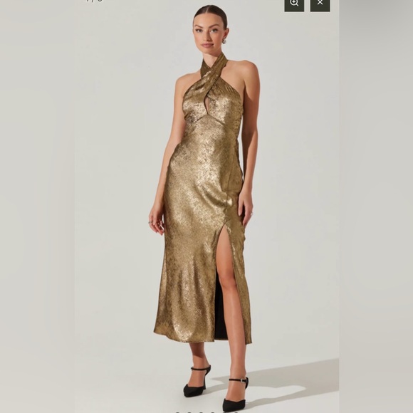Astr Gold One Shoulder Dress NWOT - Picture 4 of 6